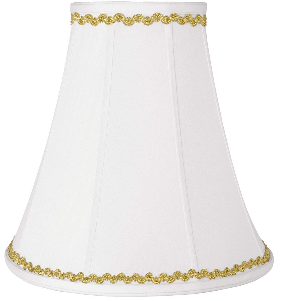 Extra Large White Shade with Metallic Gold Wave Trim 9x18x13 (Spider)