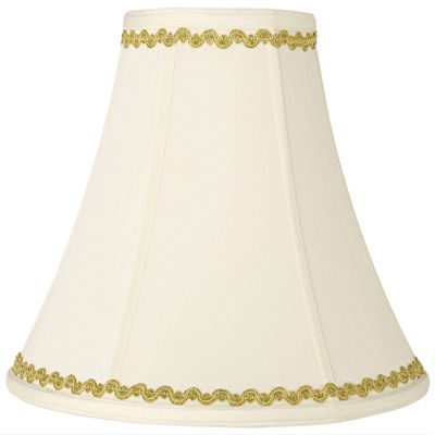 Creme Large Shade with Metallic Gold Wave Trim 7x16x12 (Spider)