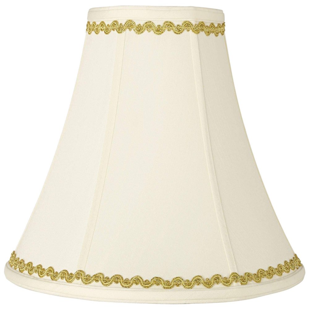 Creme Large Shade with Metallic Gold Wave Trim 7x16x12 (Spider)