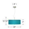 20" Wide Faux Silk Teal Blue Modern 3-Light Pendant Chandelier view 4