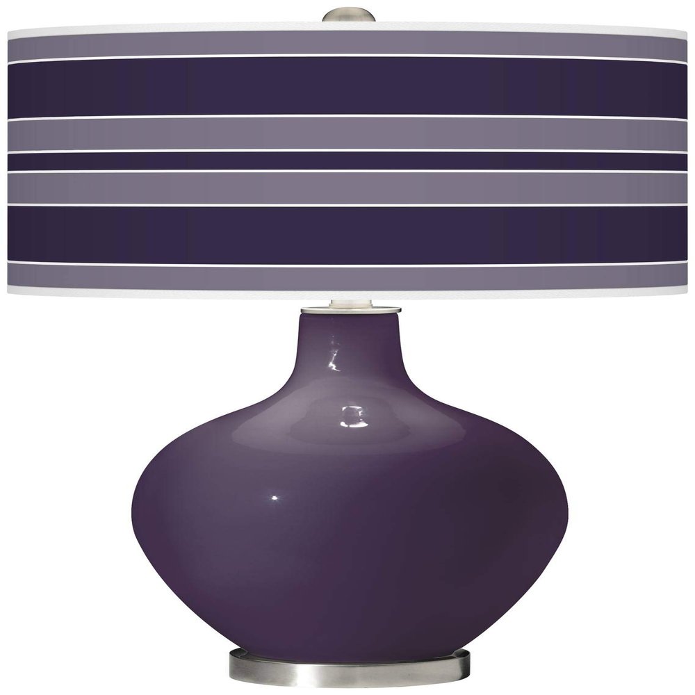 Color + Plus OVO 28 1/2" Bold Stripe Quixotic Plum Purple Table Lamp