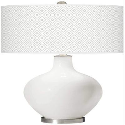 Color + Plus OVO 28 1/2" High Diamonds Shade Winter White Table Lamp