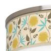 Liz Modern Ceiling Light Flush-Mount Fixture 20 1/4" Wide Brushed Nickel Silver Dahlia Pattern Giclee Print Drum Shade for Bedroom Kitchen Living Room Hallway Bathroom House view 2