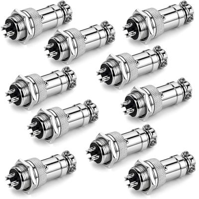 Clyxgs 4-Core Aviation Plug Connector Male Female 16mm Panel Mount Metal Wire Adapter 10PCS
