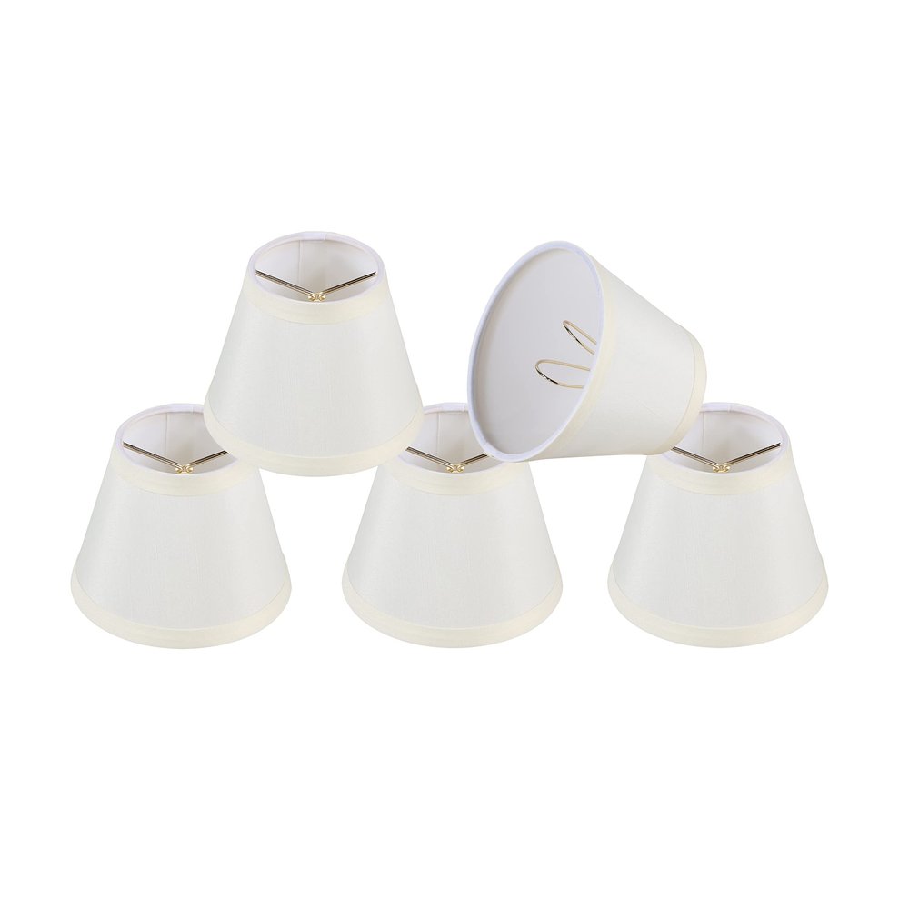 Aspen Creative 32065-5, Hardback Empire Clip-On Chandelier Lamp Shade, Off-White, 3" Top x 5" Bottom x 4" Slant Height, Set of 5