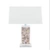 Aspen Creative 40168-11, 29" High Transitional Metal & Shell Table Lamp, Satin Nickel Finish and Hardback Rectangular Shaped Lamp Shade in White, 13"x13" Wide view 1