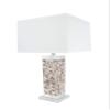 Aspen Creative 40168-11, 29" High Transitional Metal & Shell Table Lamp, Satin Nickel Finish and Hardback Rectangular Shaped Lamp Shade in White, 13"x13" Wide view 3