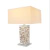 Aspen Creative 40168-11, 29" High Transitional Metal & Shell Table Lamp, Satin Nickel Finish and Hardback Rectangular Shaped Lamp Shade in White, 13"x13" Wide view 4