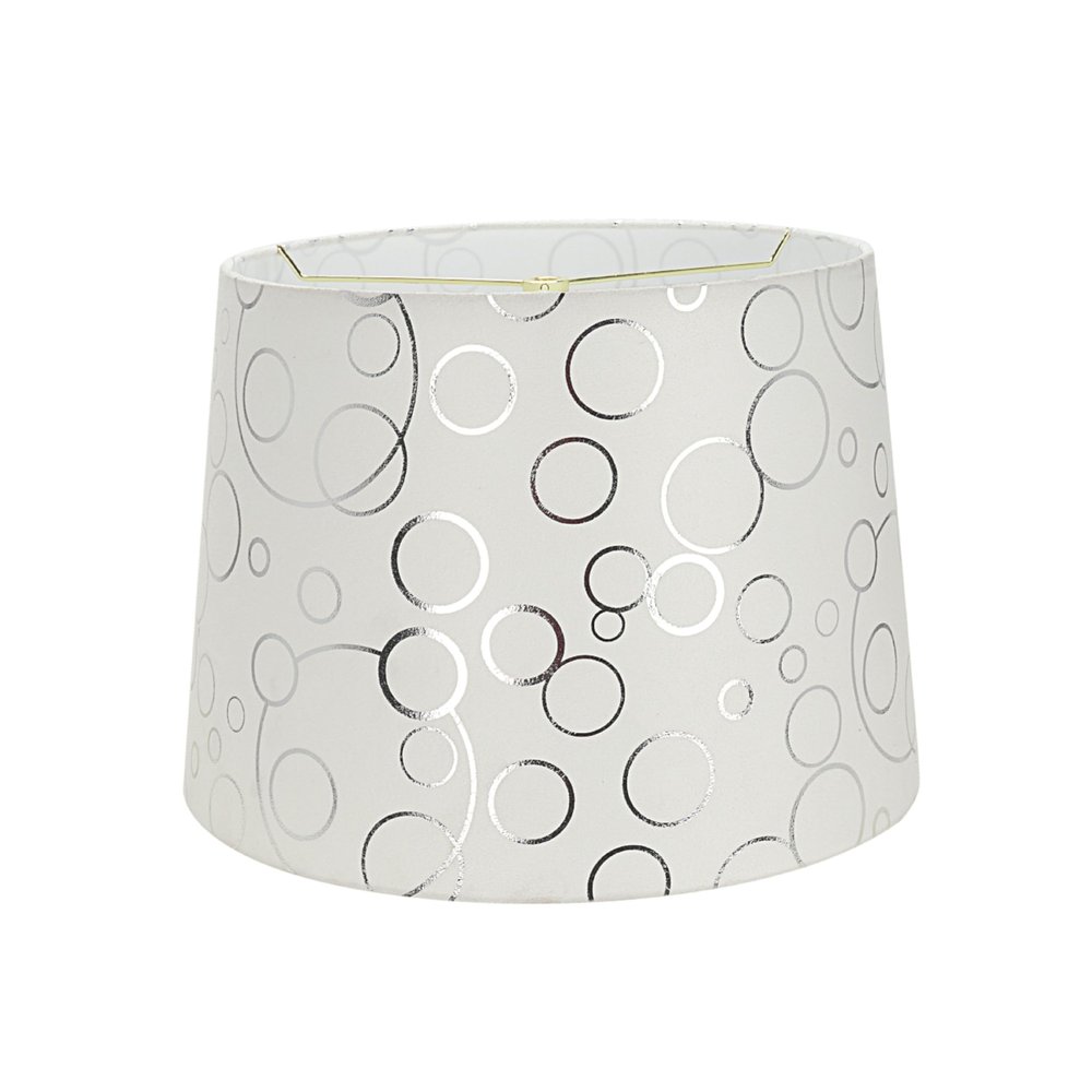 Aspen Creative 32953 Transitional Hardback Empire Shaped Spider Construction Lamp Shade in White with Circle Pattern, 12" Top x 14" Bottom x 10" Slant Height