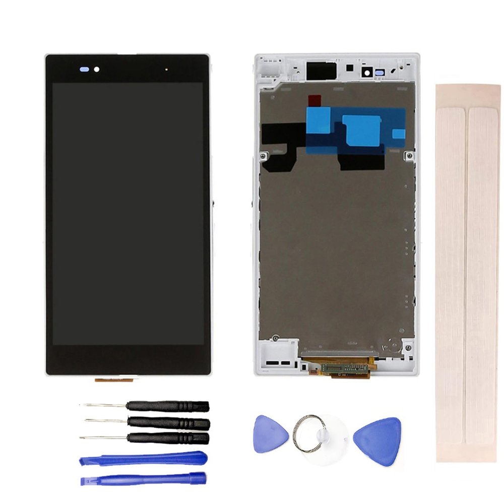 JayTong LCD Display & Replacement Touch Screen Digitizer Assembly with Free Tools for Xpe-ria Z Ultra XL39h XL39 C6802 C6806 with White Frame