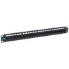 ICC CAT6 Feed-Through Patch Panel, 24 Port, 1U Rackmount, RJ45 Ethernet Patch Panel, No Punch Down, PoE++ and TAA Compliant, Black view 1