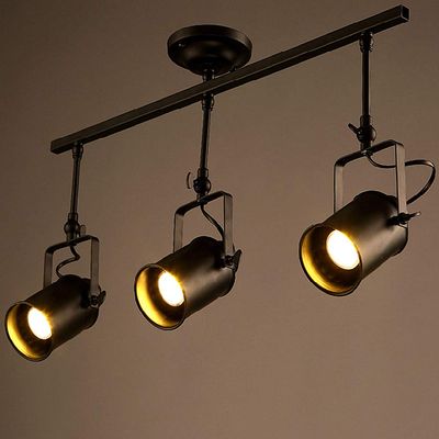 Ladiqi 3 Light Industrial Hanging Pendant Light Modern Black LED Spotlight Island Lighting Fixture for Kitchen Living Room Dining Room
