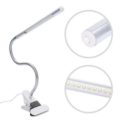 FILFEEL LED Desk Clip Lamp, USB Interface & Flexible Metal Hose for Nail Table Manicure Makeup Bed Reading