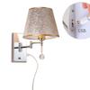 LIN XIAO HAO mayu USB Reading Swing Arm Wall Lamp Light,Bedside Reading Wall Lamp Light,Living Room Wall Lamp Light,Wall Sconces,USB Charging Port,Metal+Cloth (Size : 32cm25cm) view 1