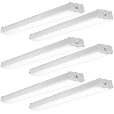 Sunco 6 Pack LED Shop Lights 4ft, Wraparound Fixtures, 40W=300W, Linkable