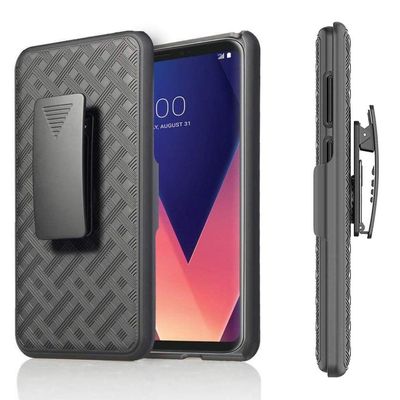 Case Combo Swivel Belt Clip Holster Cover w Kickstand Drop-Proof Slim Fit [Black] Compatible with Verizon LG G7 ThinQ