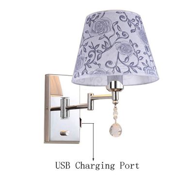LIN XIAO HAO mayu USB Reading Swing Arm Wall Lamp Light,Bedside Reading Wall Lamp Light,Living Room Wall Lamp Light,Wall Sconces,USB Charging Port,Metal+Cloth (Size : 32cm25cm)