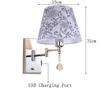 LIN XIAO HAO mayu USB Reading Swing Arm Wall Lamp Light,Bedside Reading Wall Lamp Light,Living Room Wall Lamp Light,Wall Sconces,USB Charging Port,Metal+Cloth (Size : 32cm25cm) view 2