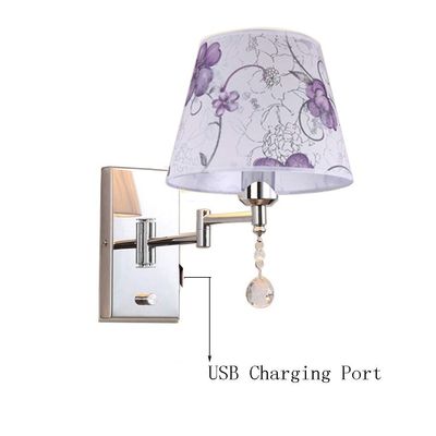 LIN XIAO HAO mayu USB Reading Swing Arm Wall Lamp Light,Bedside Reading Wall Lamp Light,Living Room Wall Lamp Light,Wall Sconces,USB Charging Port,Metal+Cloth (Size : 32cm25cm)