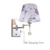 LIN XIAO HAO mayu USB Reading Swing Arm Wall Lamp Light,Bedside Reading Wall Lamp Light,Living Room Wall Lamp Light,Wall Sconces,USB Charging Port,Metal+Cloth (Size : 32cm25cm) view 1