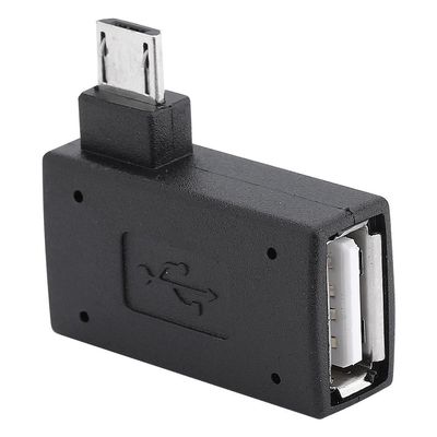 Zerone 2Pcs 90 Degree Left & Right Angled Micro USB 2.0 OTG Host Adapter, Female to Male Micro OTG Adapter with USB Electricity Supply Port