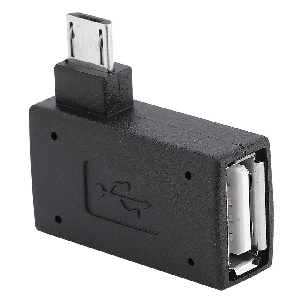 Zerone 2Pcs 90 Degree Left & Right Angled Micro USB 2.0 OTG Host Adapter, Female to Male Micro OTG Adapter with USB Electricity Supply Port