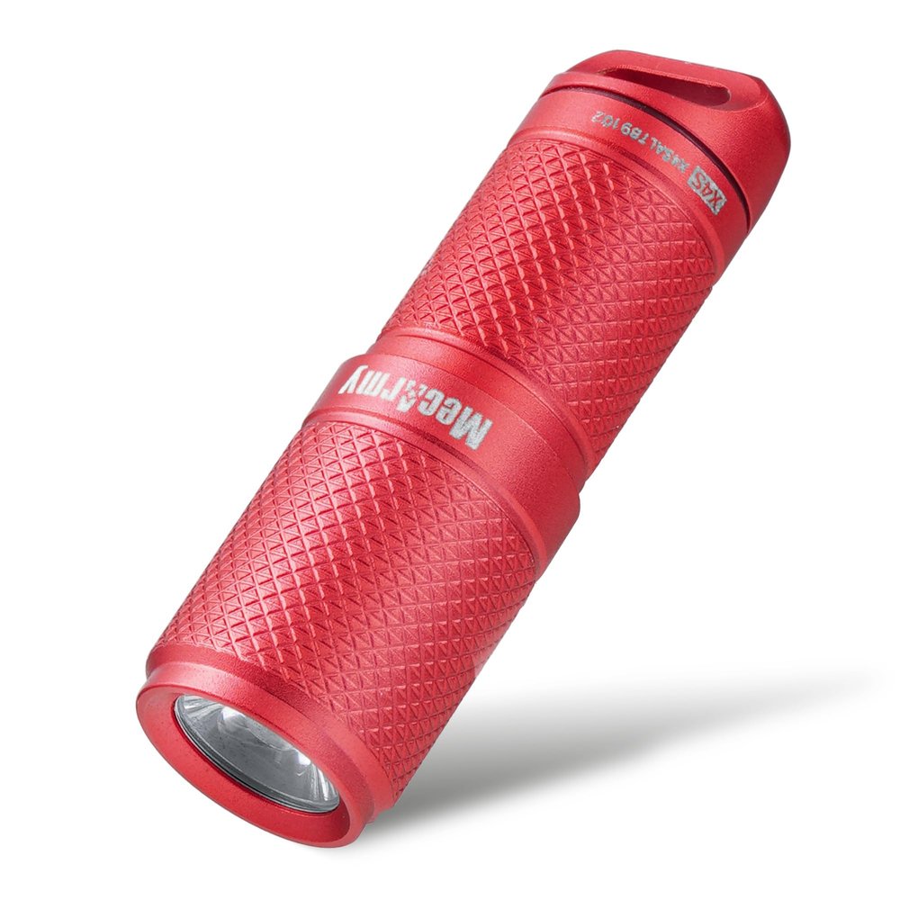 MecArmy X4S 130 Lumen Aluminum Super Micro-Sized Keychain EDC Flashlight with Micro USB Charging, Handheld Rechargeable Everyday Carry Car Keychain Light, Outdoor Camping Waterproof Torch (Red)