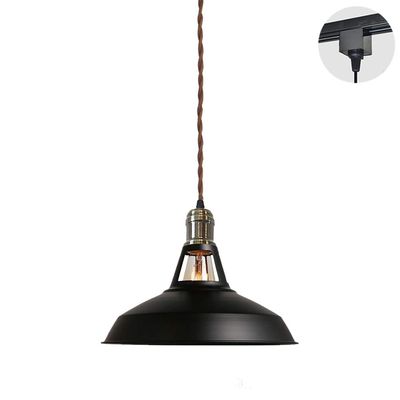 STGLIGHTING Dimmable 1-Light H-Type Track Light Pendants Brown Weave Cord Black Lampshade Restaurant Chandelier Decorative Dimmable Track Industrial Factory Customizable Pendant Lamp Bulb Not Included