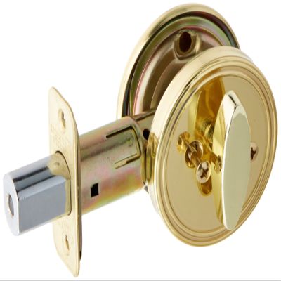 Schlage JD81605 One Sided Deadbolt, Polished Brass, Key Lock