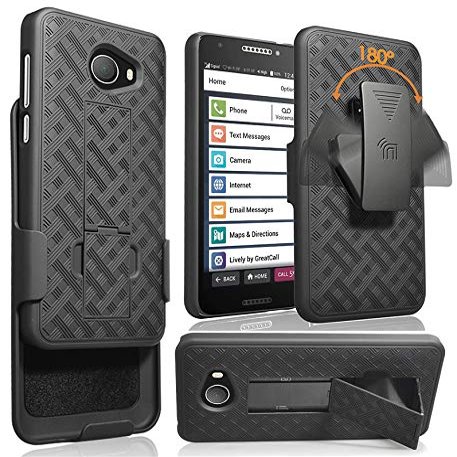 Holster Combo for Jitterbug Smart 2 Phone Case with Belt Clip - Black
