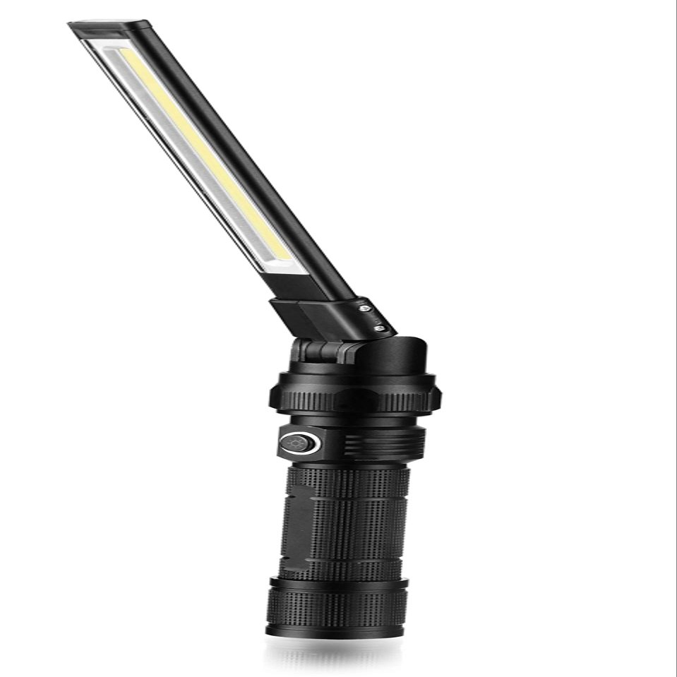 NextLED NT-7543 Foldable Rechargeable LED Work Light, COB LED Slim Work Light with Magnetic Base. Ultra Bright Flashlight, Cast Aluminum, Mechanics, Car Repair, Outdoor, Camping, Emergency, Garage
