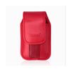 Red Leather Vertical Pinch Clip case with Magnetic snap fits Tracfone Alcatel MyFlip A405DL. view 1