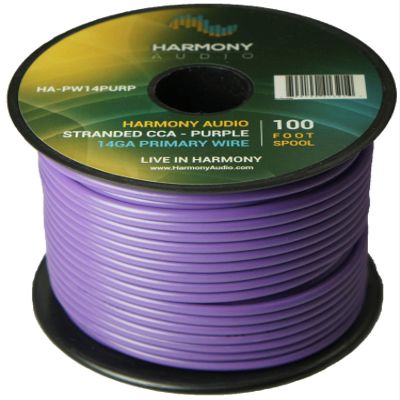Harmony Audio HA-PW14PURP Primary Single Conductor 14 Gauge Purple Power or Ground Wire Roll 100 Feet Cable for Car Audio/Trailer/Model Train/Remote