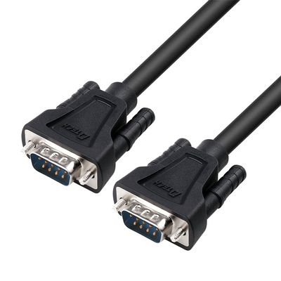 DTECH 5ft RS232 Serial Cable Male to Male DB9 Null Modem Cord Simple Cross TX RX line 2 Pin Crossed Without Handshake for Computer Data Communication (5 Feet, Black)