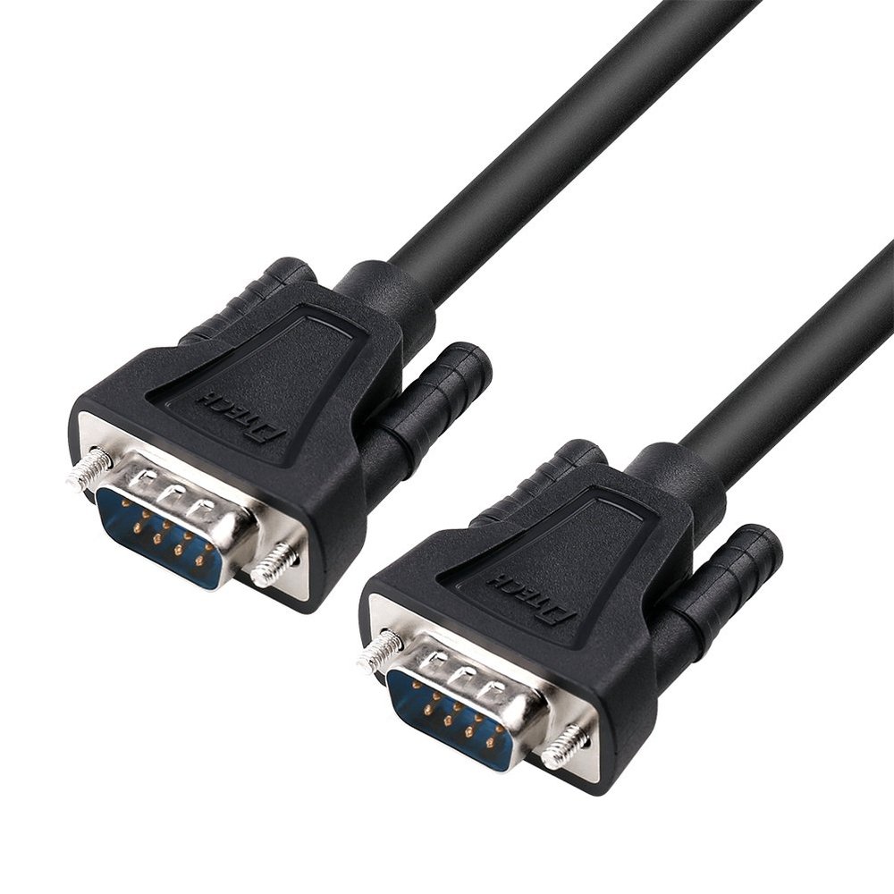 DTECH 5ft RS232 Serial Cable Male to Male DB9 Null Modem Cord Simple Cross TX RX line 2 Pin Crossed Without Handshake for Computer Data Communication (5 Feet, Black)