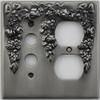 Classic Accents Decorative Antique Pewter Two Gang Combination Wall Plate - One Push Button Light Switch Opening One Duplex Electrical Outlet view 1