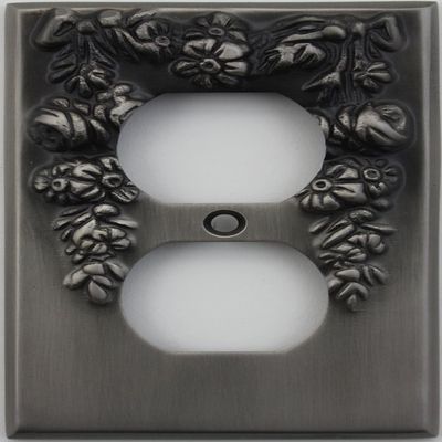 Classic Accents Decorative Antique Pewter One Gang Duplex Outlet Wall Plate