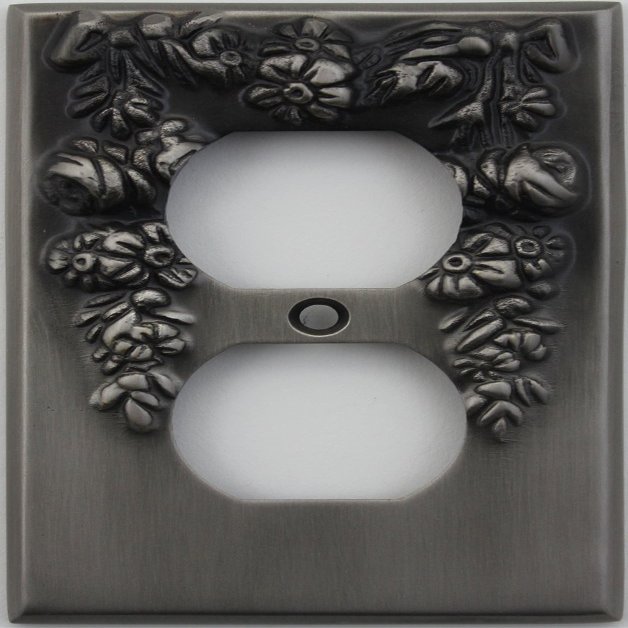 Classic Accents Decorative Antique Pewter One Gang Duplex Outlet Wall Plate