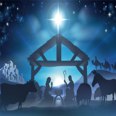 LFEEY 20x10ft Birth of Jesus Backdrop Christmas Night Manger Nativity Scene Silhouette Background Farm Barn Stable Christianity Photography Prop Studio Photo Booth Props