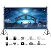 LFEEY 20x10ft Birth of Jesus Backdrop Christmas Night Manger Nativity Scene Silhouette Background Farm Barn Stable Christianity Photography Prop Studio Photo Booth Props view 2