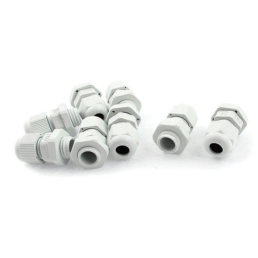 Aexit PG7 12mm Cord Management Thread Dia Cable Joint Connector Gland 3.5-6mm Cable Raceways 8pcs White