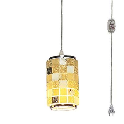 ANYE Mediterranean Style 1-Light Light Fixtures with 15ft Plug-in UL On/Off Dimmer Switch Cord Crystal Glass Lampshade Ceiling Pendant Light for Kitchen Cabinet Dining Room Bulb Sold Separately