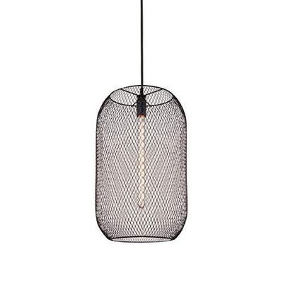 ANYE Retro Industrial Style Light Fixtures H-Type Track Light Pendants Black Iron Cage Wire Mesh Pendant Lamp Vintage Chandelier for Restaurant Dining Room Bulb Sold Separately