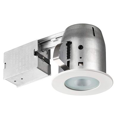 Globe Electric 4 in. Glossy White IC Rated Recessed Lighting Kit, LED Bulb Included 91204