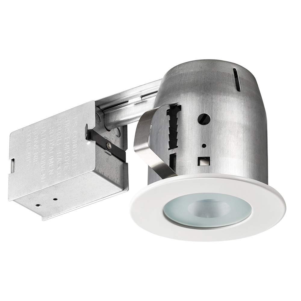 Globe Electric 4 in. Glossy White IC Rated Recessed Lighting Kit, LED Bulb Included 91204