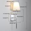 PERMO Set of 2 Classic Rustic Industrial Wall Sconce Lighting Fixture with Flared White Textile Lamp Shade and Chrome Tapered Column Stand, Hardwired, E26 Base view 2