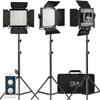 GVM 3 Pack LED Video Lighting Kits with APP Control, Bi-Color Variable 2300K~6800K with Digital Display Brightness of 10~100% for Video Photography, CRI97+ TLCI97 Led Video Light Panel +Barndoor view 1