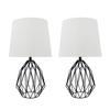 Aspen Creative 40158-12, Two Pack Set 22" High Transitional Metal Wire Table Lamp, Matte Black Finish and Empire Shaped Lamp Shade in Cream, 12 1/2" Wide view 1