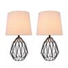 Aspen Creative 40158-12, Two Pack Set 22" High Transitional Metal Wire Table Lamp, Matte Black Finish and Empire Shaped Lamp Shade in Cream, 12 1/2" Wide view 2