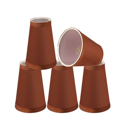 Aspen Creative 32659-5 Small Hardback Empire Shape Chandelier Clip-On Lamp Shade Set (5 Pack), Transitional Design in Redwood, 4" bottom width (2 1/2" x 4" x 5")
